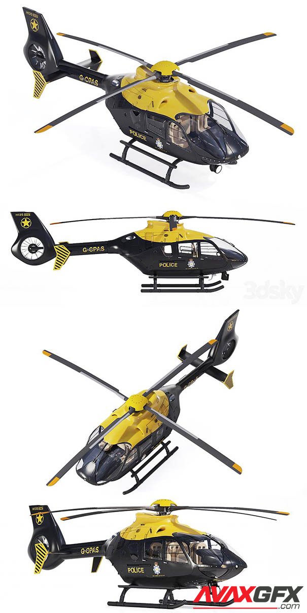 Airbus Helicopter H135 3D Model AVAXGFX