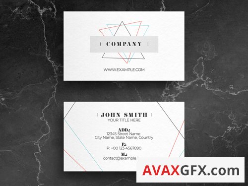 White Business Card Layout with Colorful Thin Line Design 263045088