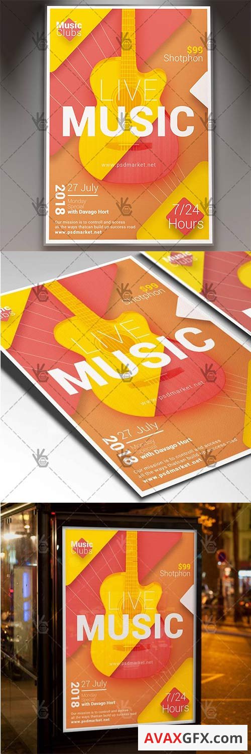 Live Music - Club Flyer PSD Template
