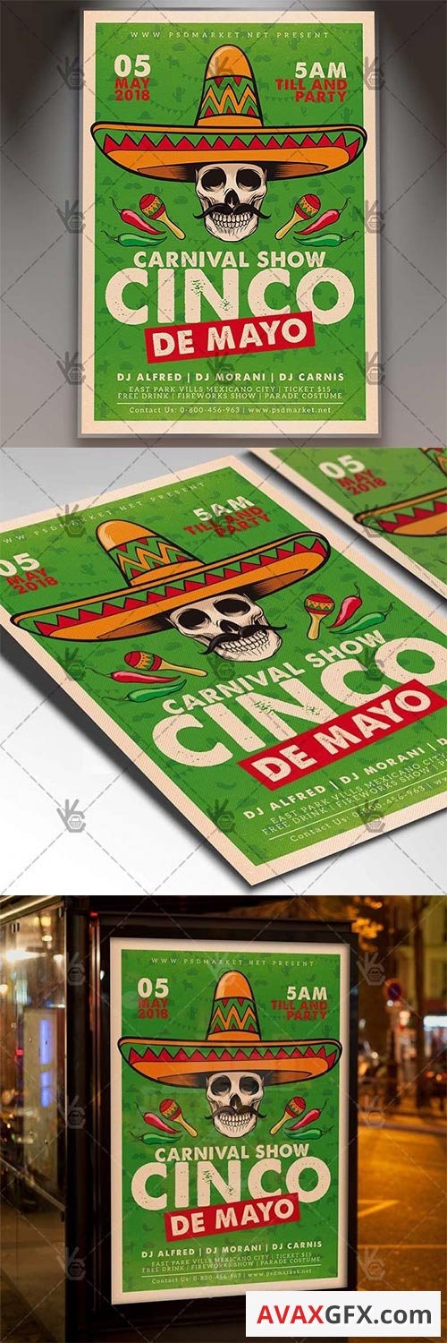 Cinco De Mayo Flyer Mexican PSD Template