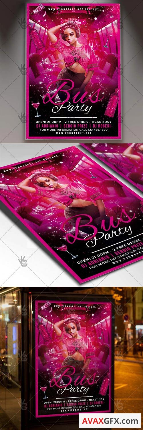 Party Bus Event Club Flyer PSD Template