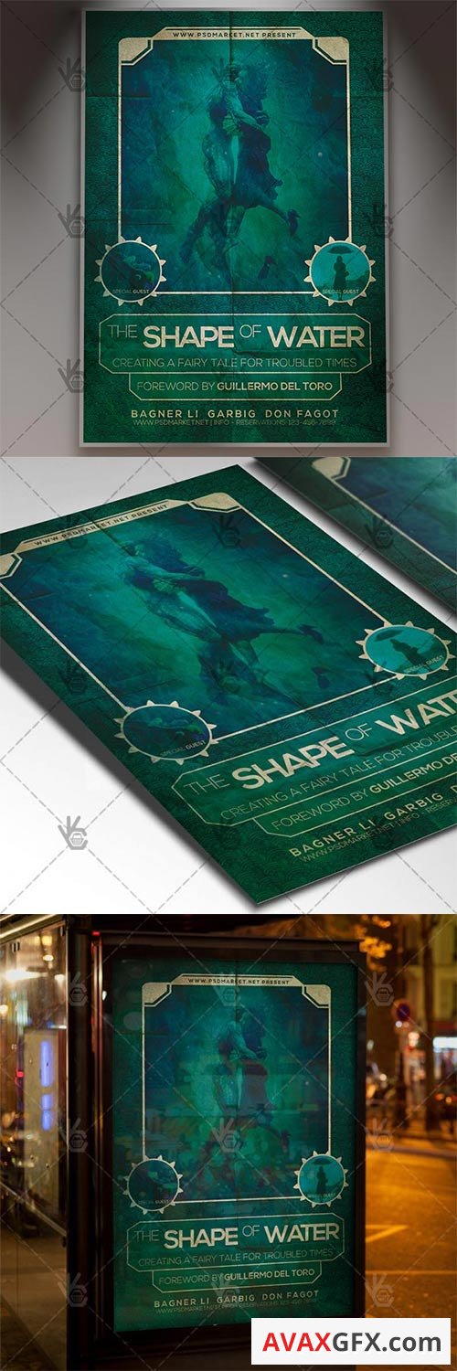 The Shape of Water Poster Club Flyer PSD Template