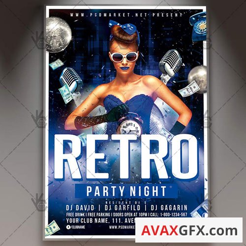 RETRO PARTY NIGHT FLYER - PSD TEMPLATE