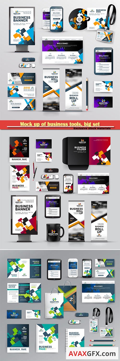 Mock up of business tools, big set of branding identity design