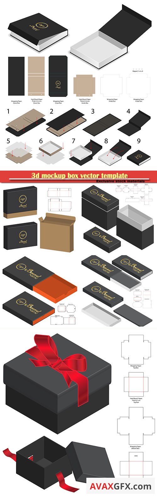 3d mockup box vector template