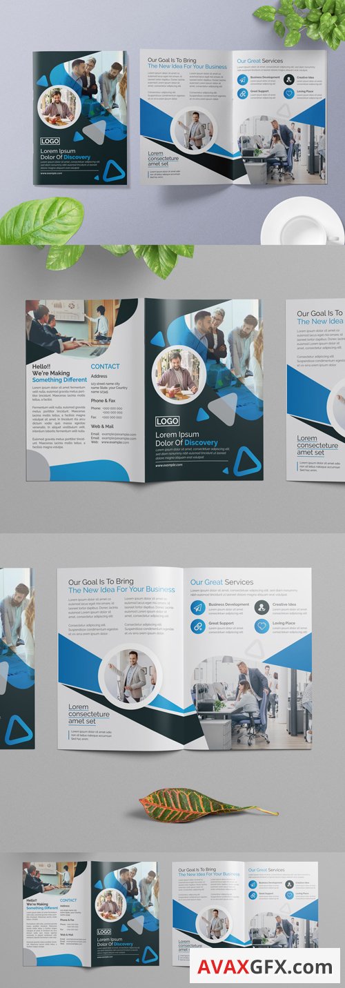 Bifold Business Brochure with Blue Accents 266786770