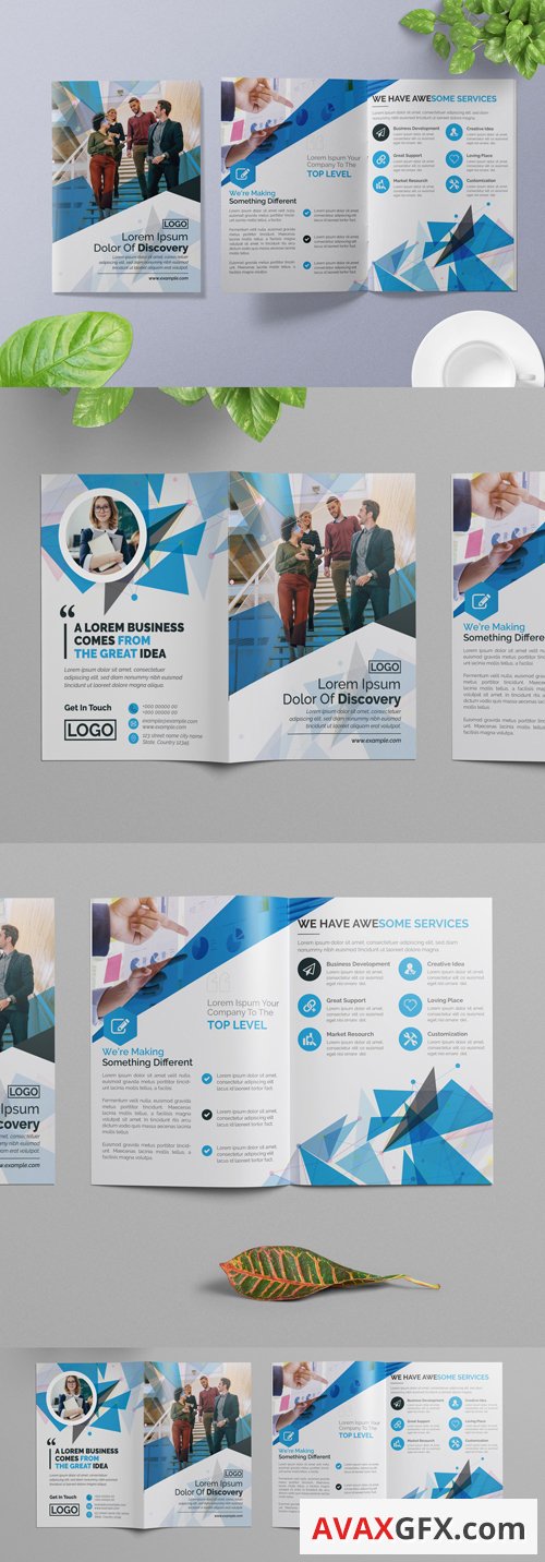 Blue Abstract Bifold Brochure Layout 266786771