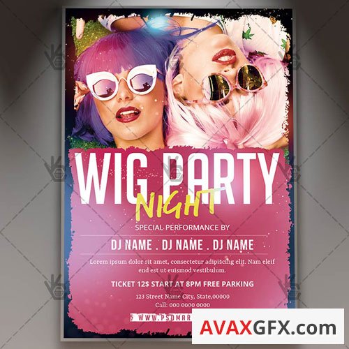 WIG PARTY NIGHT FLYER - PSD TEMPLATE