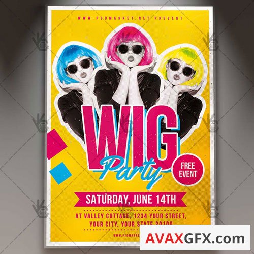 WIG PARTY FLYER - PSD TEMPLATE