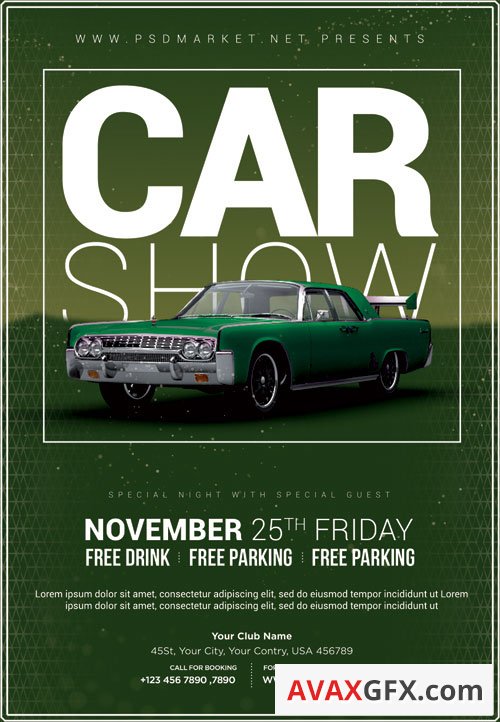 Car Show Event Flyer PSD Template