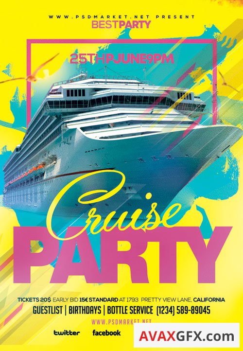 Cruise Party Event Flyer PSD Template