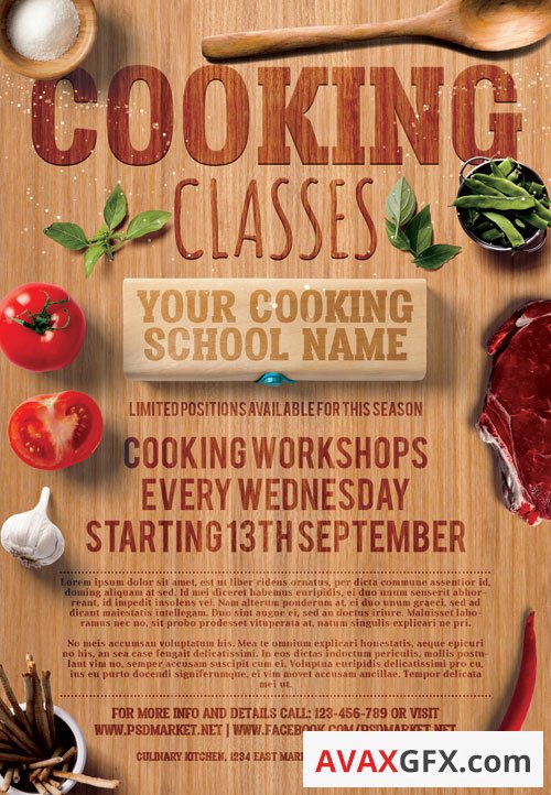 Cooking Classes Premium Flyer PSD Template