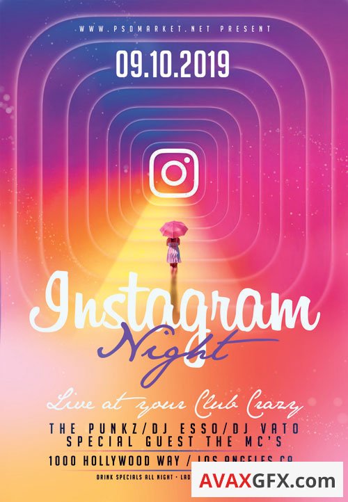 Instagram night flyer - Premium flyer psd template