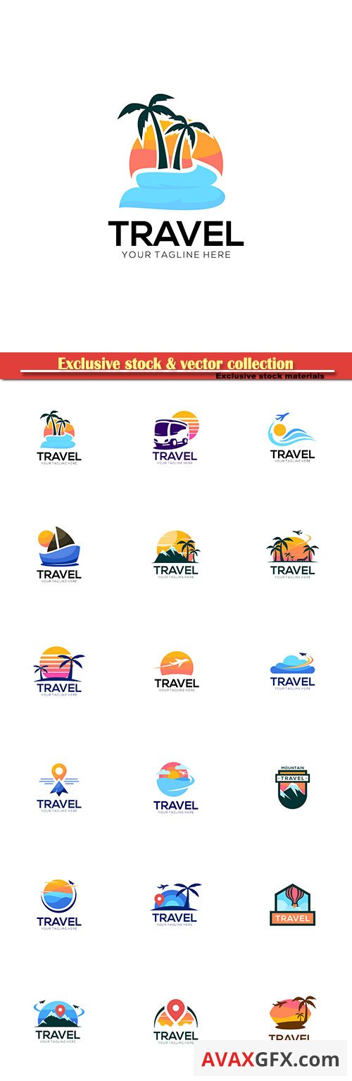 Travel vector logo design set