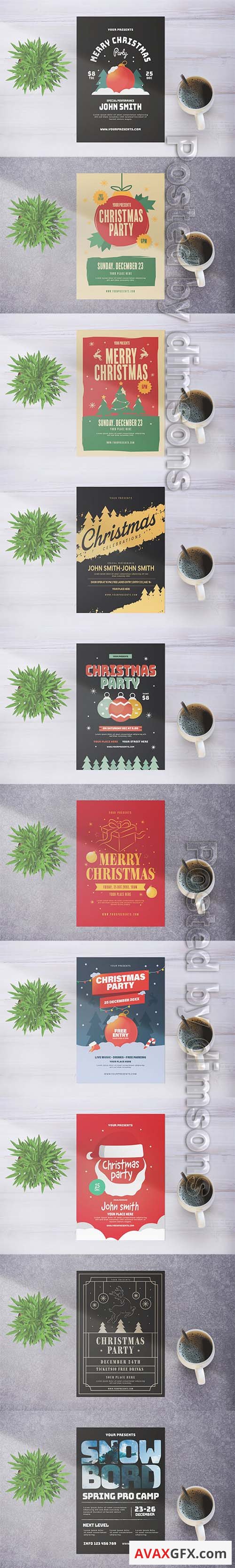 10 Merry Christmas Party Flyers Pack