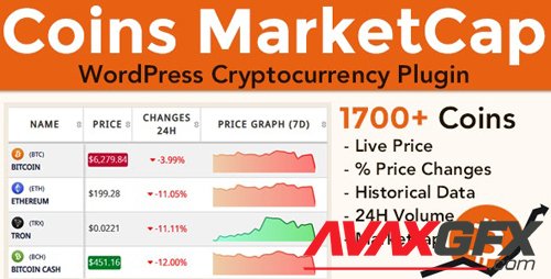 CodeCanyon - Coins MarketCap v3.7 - WordPress Cryptocurrency Plugin - 21429844 - NULLED