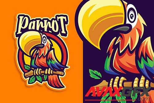 Parrot Mascot Character Logo Template