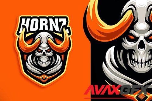Hornz Skull Esport and Sport Logo Template