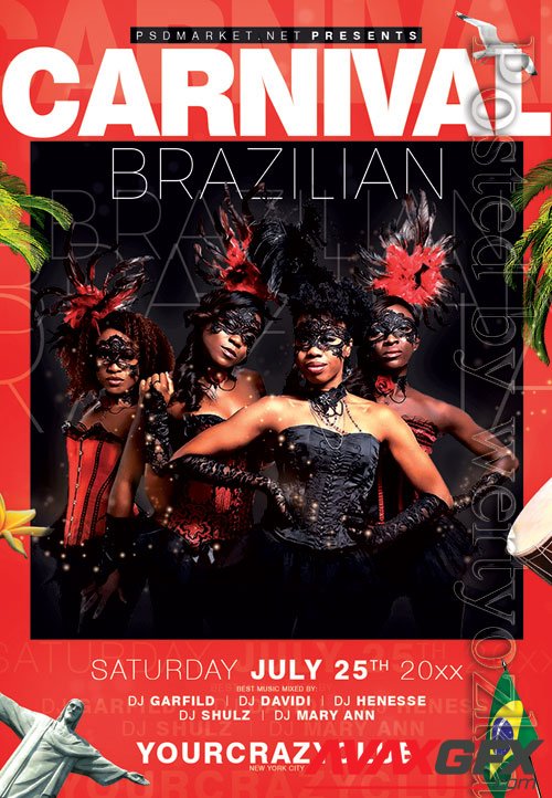 Brazilian festival - Premium flyer psd template