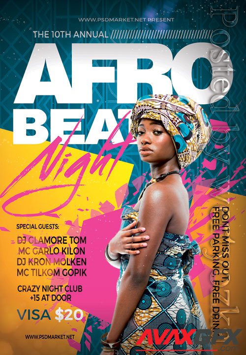Afro beat night - Premium flyer psd template