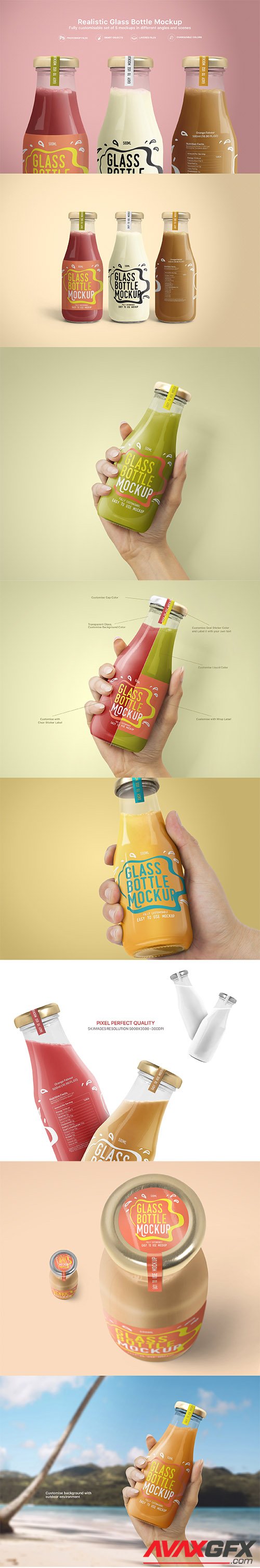 Realistic Glass Bottle Mockups