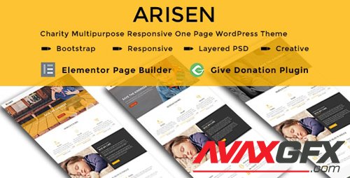 ThemeForest - ARISEN v1.0 - Charity Multipurpose Responsive One Page WordPress Theme (Update: 25 May 19) - 19882245