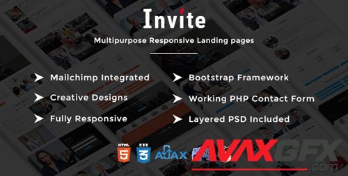 ThemeForest - INVITE v1.0 - Multipurpose Responsive HTML Landing Pages - 20262679