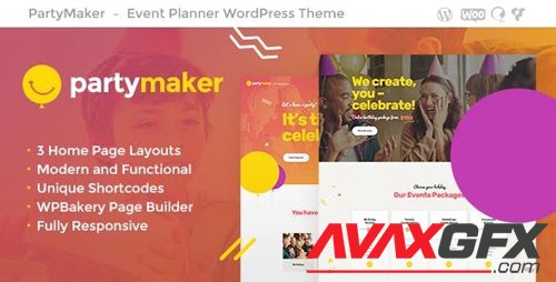 ThemeForest - PartyMaker v1.1.3 - Event Planner & Wedding Agency WordPress Theme - 21451583