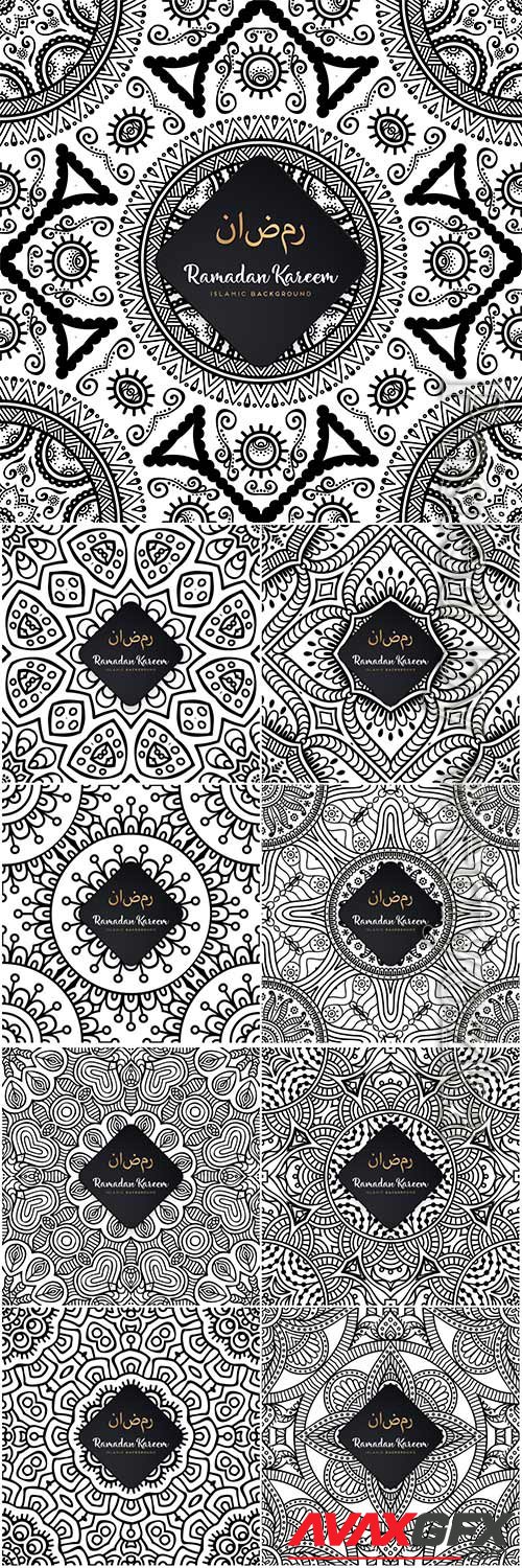 Ramadan kareem seamless pattern mandala vector background # 2