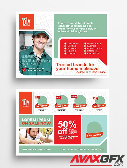Diy Tool Supply Store Flyer Layout with Construction Theme 343578254