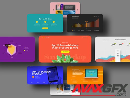 Landscape App UI Screen Mockup Set 342458369