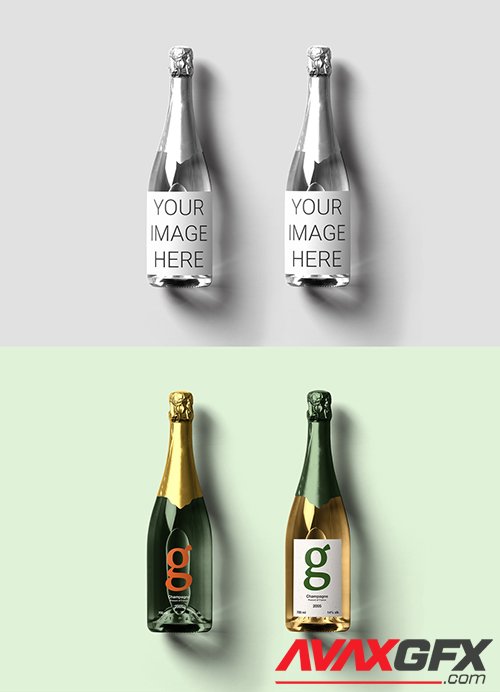2 Champagne Bottles Mockup 319541562