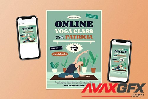 Yoga Online Class Flyer Set