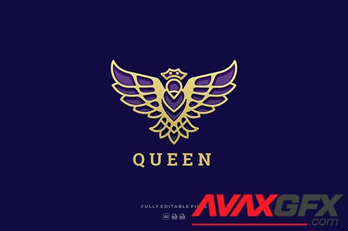 Luxury Queen Bird Line Art Logo