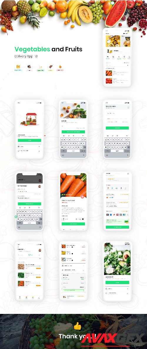 Adobe-XD Foods Ordering and Delivery App UI KIT
