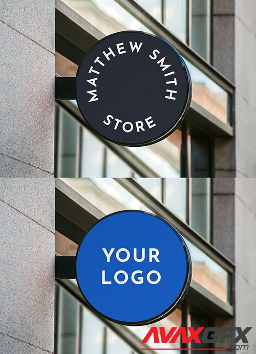 Round Mounted Entrance Sign Mockup 344300473