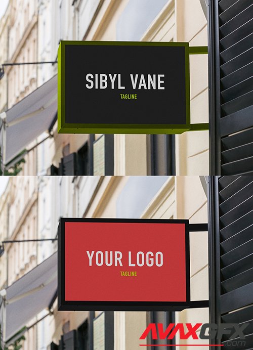 Rectangular Outdoor Mounted Entrance Sign Mockup 344300117