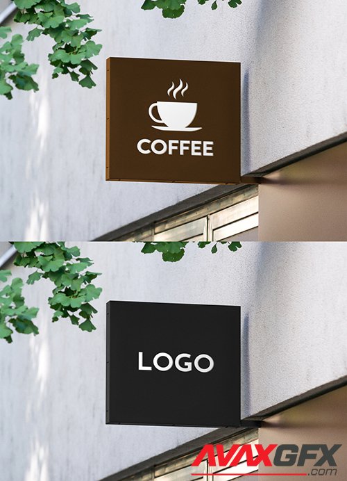 Square Outdoor Mounted Entrance Sign Mockup 344299792