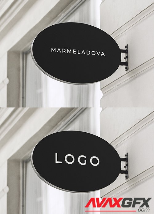 Oval Outdoor Mounted Sign Mockup 344298731