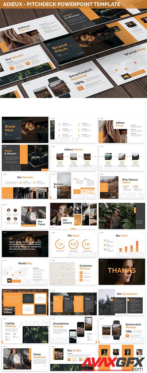 Adieux - Pitchdeck Powerpoint Template