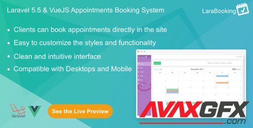 CodeCanyon - LaraBooking v1.0.1 - Laravel Appointments Booking System - 21052512