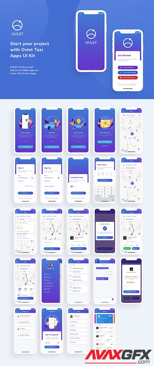 OVLET - Taxi Mobile App UI Kit