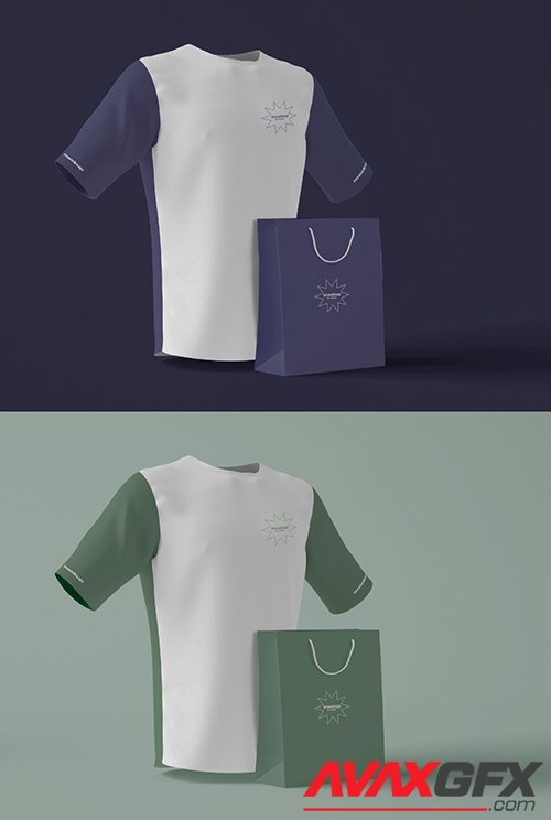 3D T-Shirt with Bag Mockup 343942306