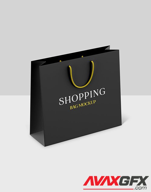 Realistic Black Shopping Bag on White Background Mockup 334547059