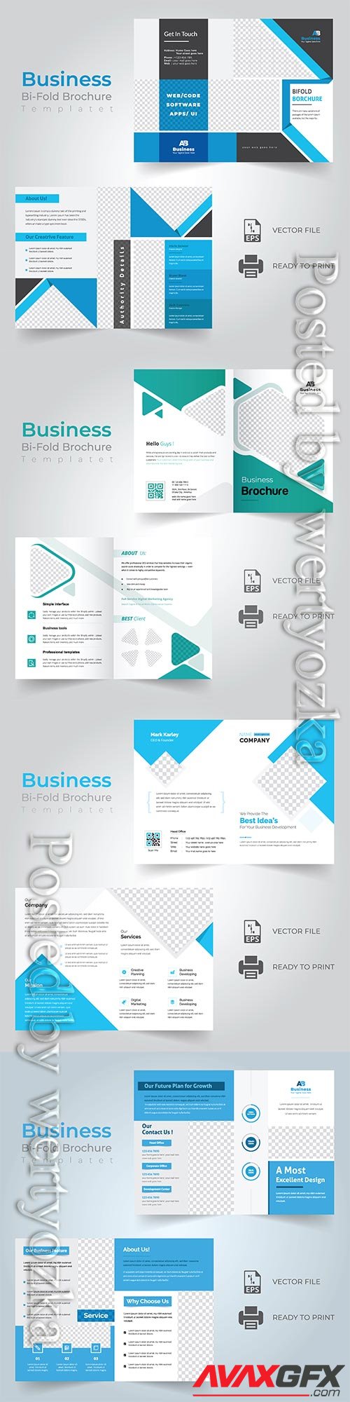 Bi-fold vector brochure template design, corporate business concept