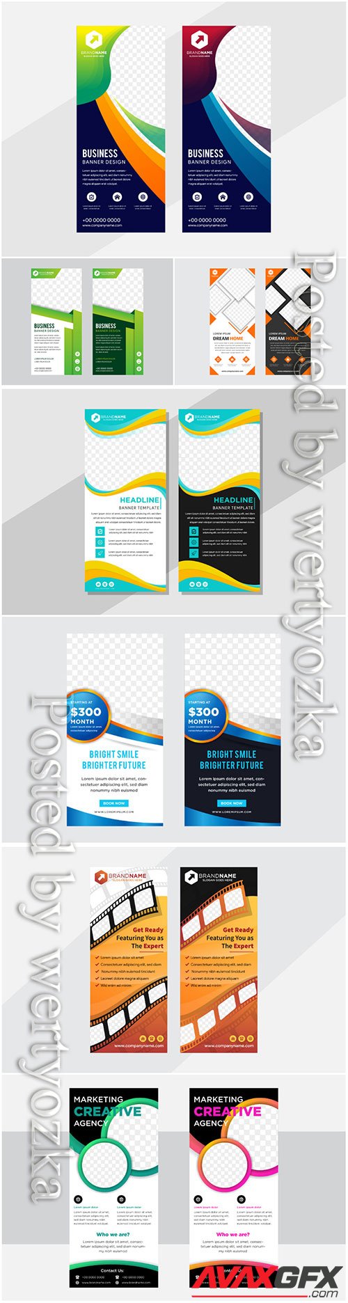 Roll up business flyer design, brochure vertical template vector