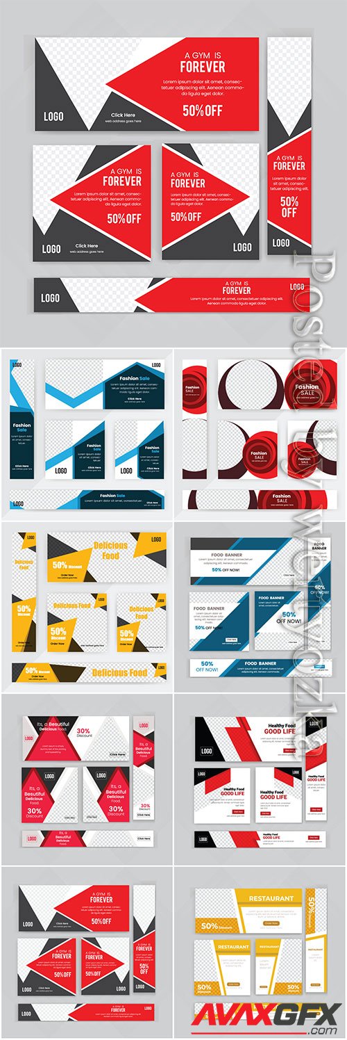 Business web banner vector set design corporate concept