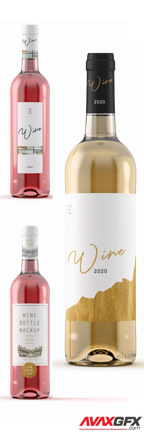 Rose or White Wine Bottle Mockup 341819759