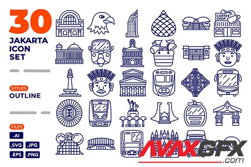 Jakarta Icon Set (Outline)