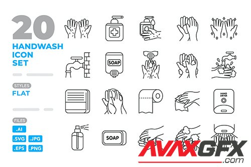 Handwash Icon Set (Outline)